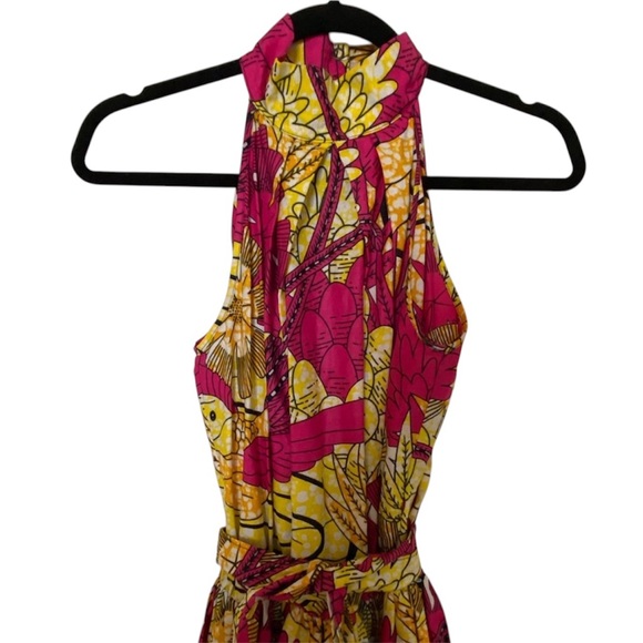 Grass-Fields African Print Halter Maxi Dress, Pink and Yellow, Small - Picture 4 of 10